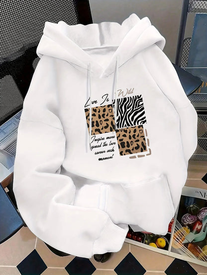 Women's Autumn and Winter Loose Casual Comfortable Letter Printed Thick Long-Sleeved Round Neck Hoodie Pullover