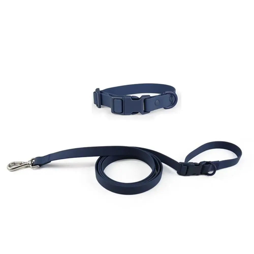 Adjustable Dog Collar Leash Set Waterproof Washable PVC Pet Collars Combo Dirt Resistant Quick Release Buckle Soft Dog Leashes