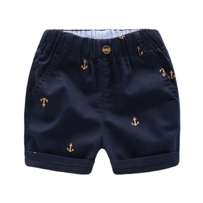Boys Cotton Anchor Shorts - Toddler Summer Beach Capris 2-9 Years