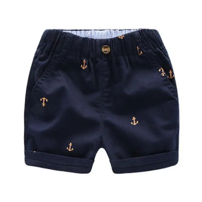 Boys Cotton Anchor Shorts - Toddler Summer Beach Capris 2-9 Years