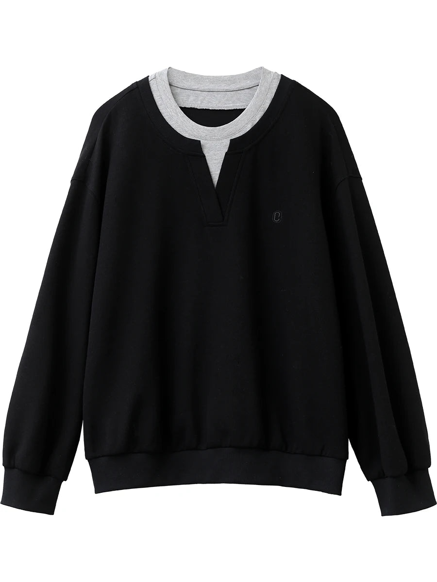 CHIC VEN Korean Women Sweatshirts Loose Casual New Contrast Splicing Hoodie Female Top Woman T Shirt Pullover Spring Autumn 2025