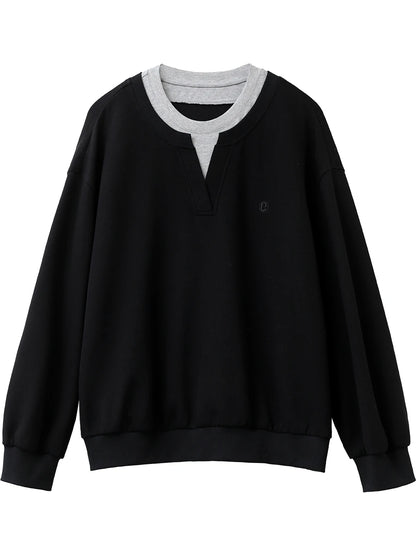 CHIC VEN Korean Women Sweatshirts Loose Casual New Contrast Splicing Hoodie Female Top Woman T Shirt Pullover Spring Autumn 2025