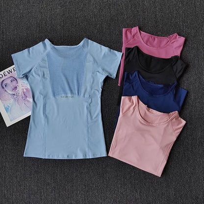 Outdoor Sports Shirt Sportswear Yoga Wear Women's Sports T-Shirt Fitness Clothes Running Yoga Top Female Workout Tops T-shirt