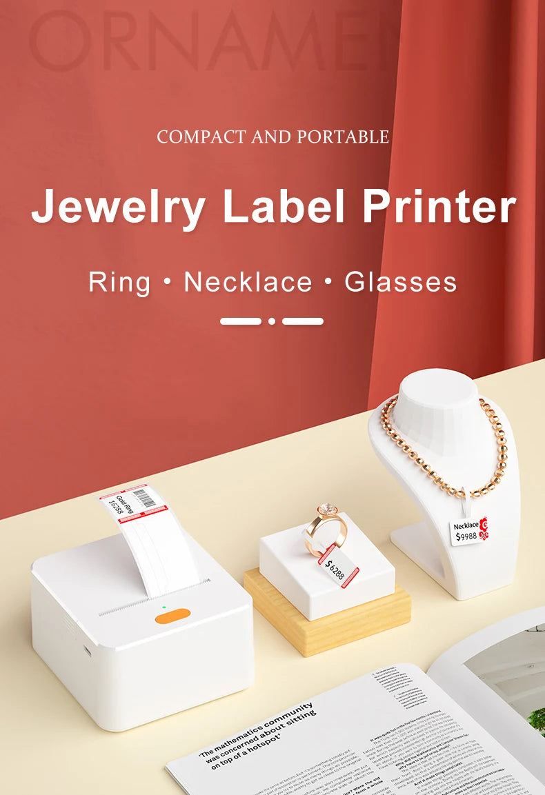 Self-adhesive Jewelry Label for DETONGER P1 Mini Portable Thermal Label Printer Wireless Inkless Logo Sticker Printer