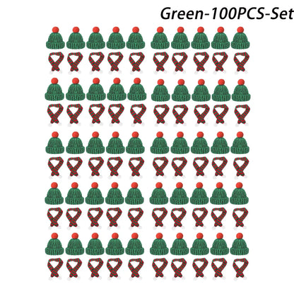 Mini Christmas Hat and Scarf Set - DIY Holiday Party Decoration