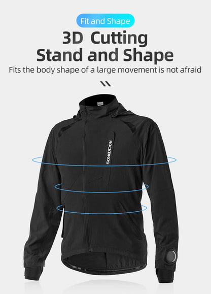 ROCKBROS Men Cycling Jackets Spring Summer Breathable Quick Dry Bike Hooded Jacket MTB Road Sports Cycling Tops Coat Windbreak