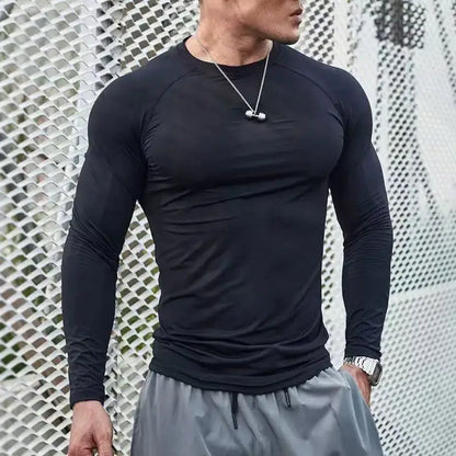 Compression Running Shirt – Men's Fitness Long Sleeve Rash Guard With Sun Protection