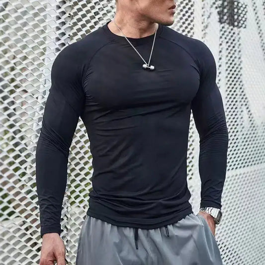 Compression Running Shirt – Men's Fitness Long Sleeve Rash Guard With Sun Protection