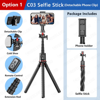Wireless Bluetooth Selfie Stick for Smartphone Gopro Tripod for DSLR Camera with Octopus Legs for Xiaomi iPhone Huawei Samsung