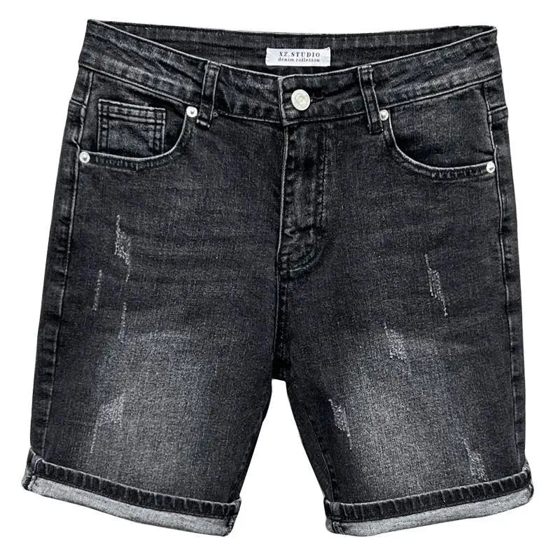Men's Denim Shorts - Casual Summer Knee Length Black Boyfriend Five Pocket Soft Fabric