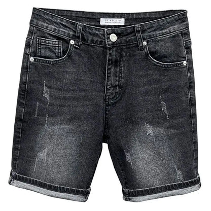 Men's Denim Shorts - Casual Summer Knee Length Black Boyfriend Five Pocket Soft Fabric