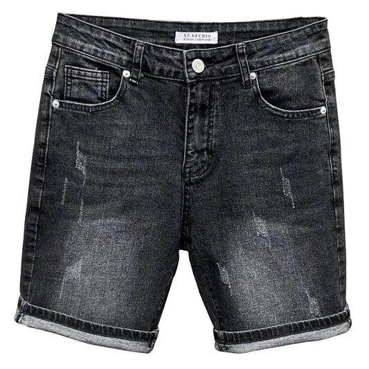Men's Denim Shorts - Casual Summer Knee Length Black Boyfriend Five Pocket Soft Fabric
