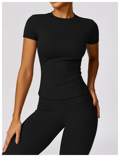 Women Yoga Top - Seamless Sport Shirt | Breathable Short Sleeve Gym Tee