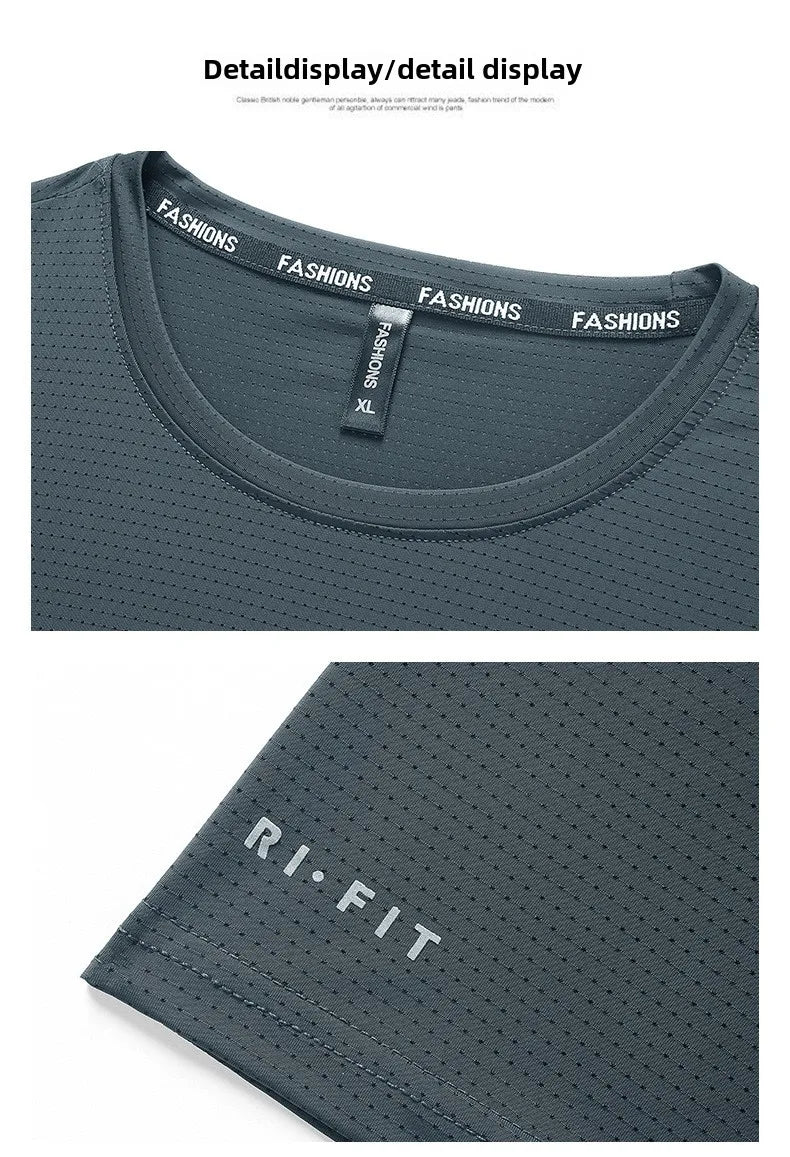 Men's Ice-Silk T-Shirt – Breathable Plus-Size Tee (up to 8XL)