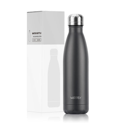 WATERSY 500ml Insulated Water Bottle, Stainless Steel Thermal Leakproof Flask, BPA-Free Double Walled Vacuum Bottle for Sports