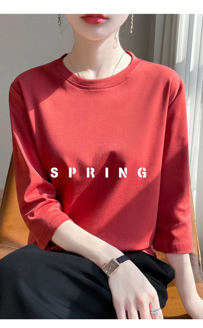 Cropped Mercerized Cotton T-Shirt - 100 Cotton Short Sleeve for Spring  Summer 2023