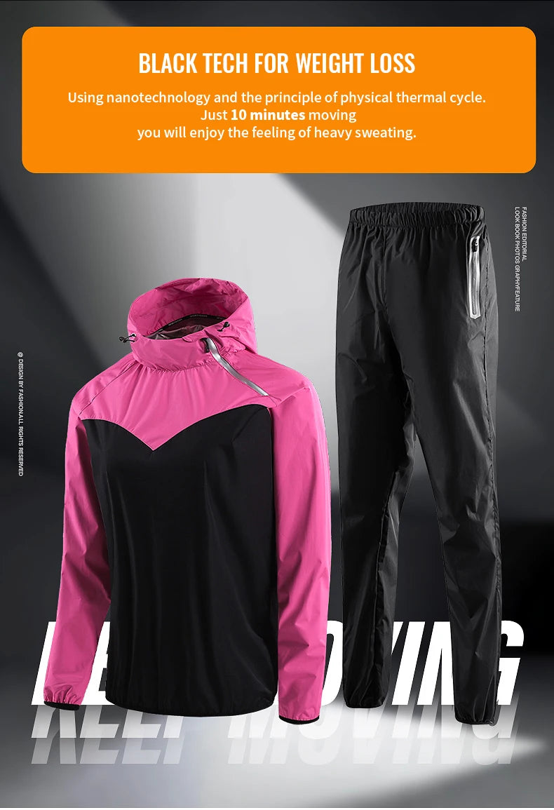 Sauna Suit Unisex Gym Clothing - Full Body Sweating Tracksuit for Weight Loss & Fitness