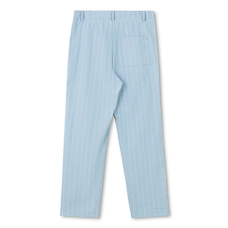 Linen Casual Pants - Men’s Striped Straight-Leg Breathable Loose Trousers for Spring