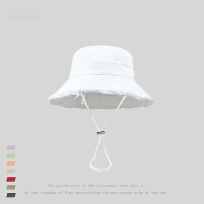 1pc Solid Color Vacation Bucket Caps with Large Eaves for Women Men,spring and Summer Outdoor Providing Sun Protectionsuitable