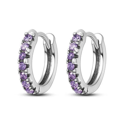 MISEFF Real 925 Sterling Silver Earring Gradual Change Green Blue Colored Zircon Hoop Earrings Engagement Wedding Jewelry Gifts