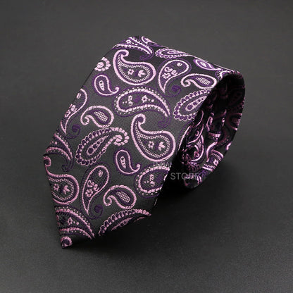 Mens Paisley Necktie - Grey Brown Green Wedding  Business Tie