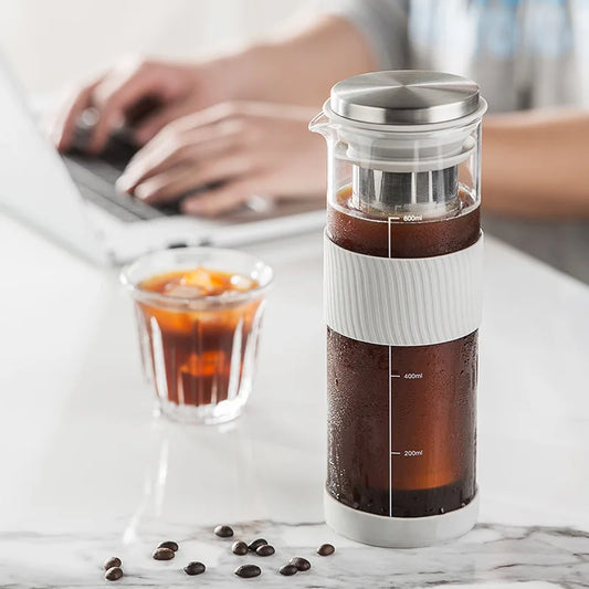Portable Cold Brew Coffee Maker - 800ml Iced Coffee Kettle  Tea Infuser - ZOOMNSTORE