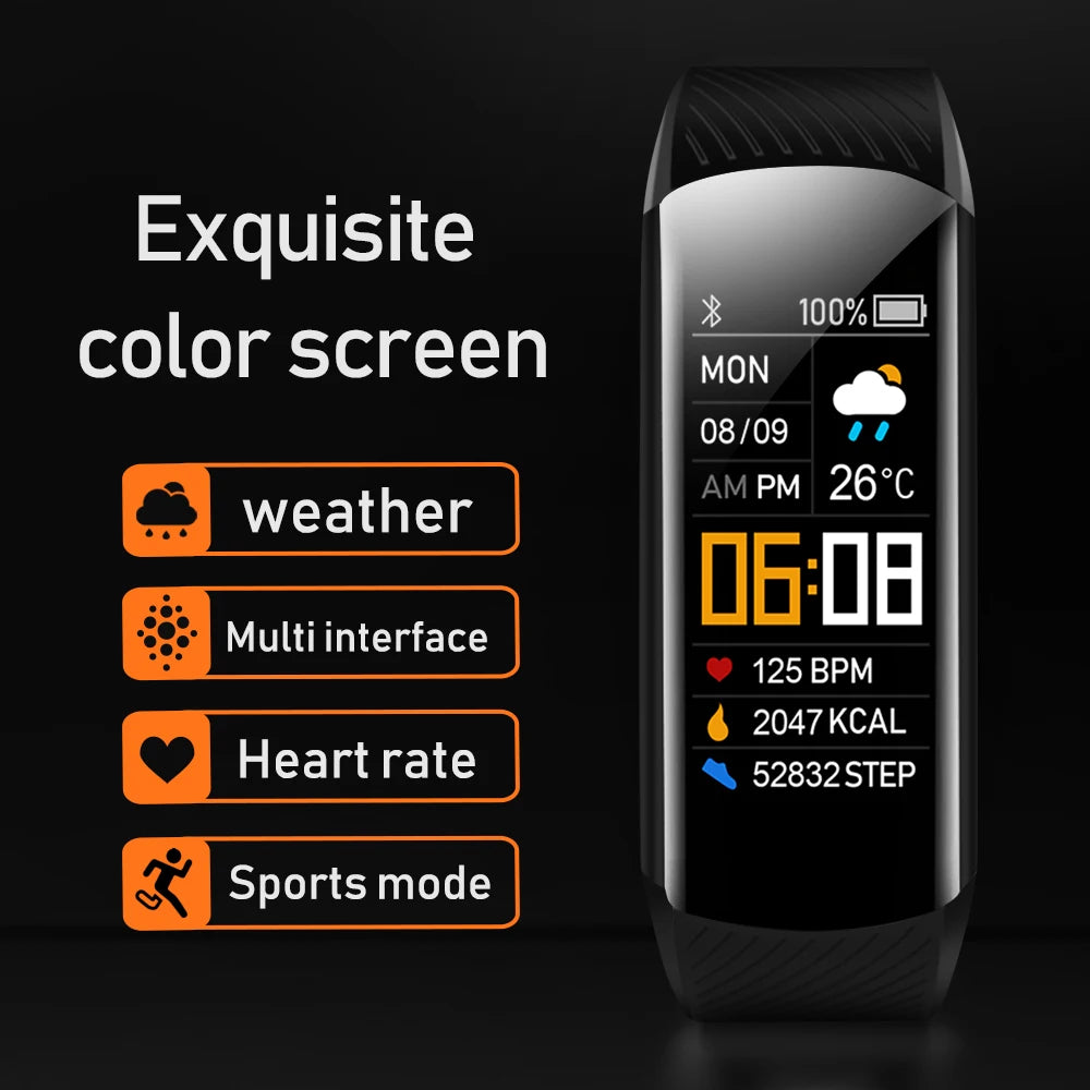 C5S Smart Bracelet IP67 Support Heart Rate Blood Pressure Blood Oxygen Measurement Call Reminder 3 Sports Modes For Men Women