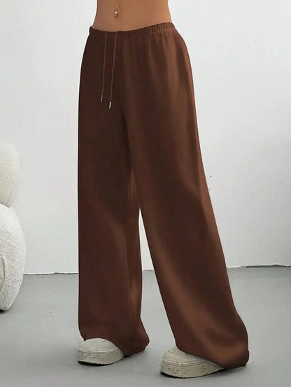 Ladies' Casual Wide Leg Jogging Pants, Drawstring Elastic Waistband, Comfortable Loose Fit, Spring/Summer/Autumn Styles