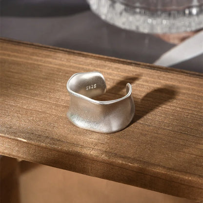 Sterling Silver Rings Adjustable Vintage Hip Hop Couples Silver Bands | Hollow Line Design