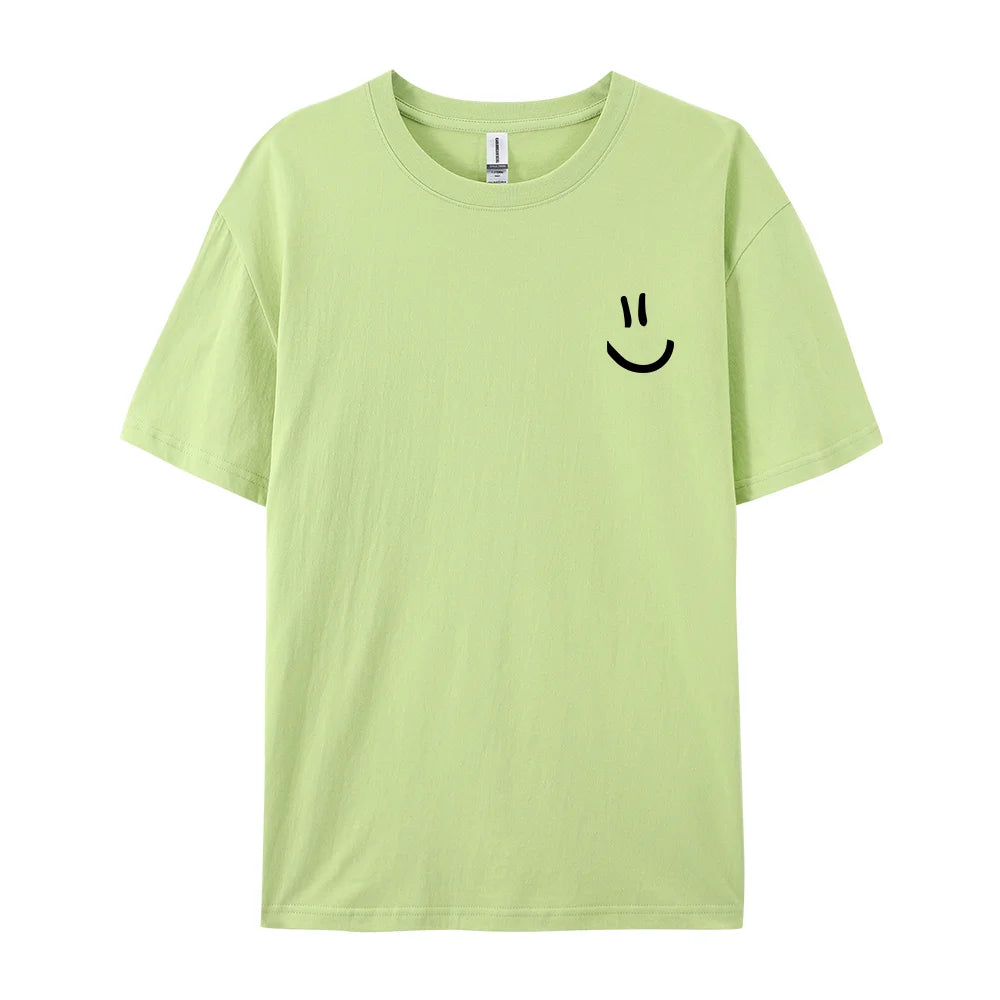 Men Graphic T Shirt - Minimalist Smile Print Cotton Tee | Breathable Summer Casual