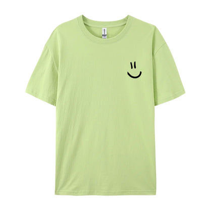 Men Graphic T Shirt - Minimalist Smile Print Cotton Tee | Breathable Summer Casual