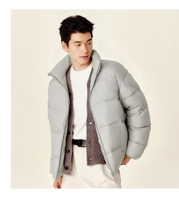 Semir Down Jacket Men Winter Three-proof Windproof Waterproof Stain Resistant Thick Stand Collar Puffer Coat Lightweight Warm