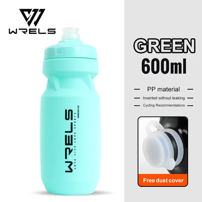 WRELS 600ML PP Bicycle Water Bottle Squeeze Out Water Leak-Proof Cycling Outdoor Sports Water Bottle Fitness Plastic Water Cup