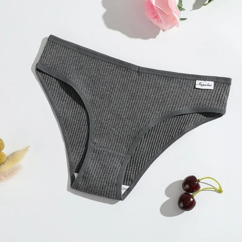 3Pcs/Set Cotton Panties Women Solid Color Soft Breathable Briefs Female Underpants Comfort Stretch Sexy Lingerie S-XL