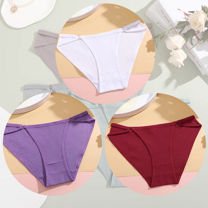 Women's Cotton Panties - 3PCS Breathable Cotton Briefs | Comfortable Striped Underwear