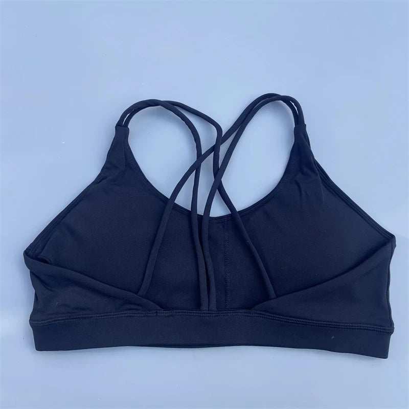 Women Fitness Bra - High Support Cross Back Sports Top With Chest Pad