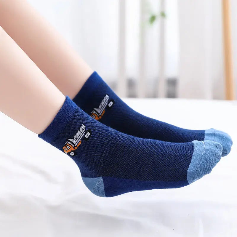 Kids Toddlers Cotton Ankle Socks Cartoon Engineering Vehicle Breathable Spring Autumn Summer Winter Short Socks for Children Boy