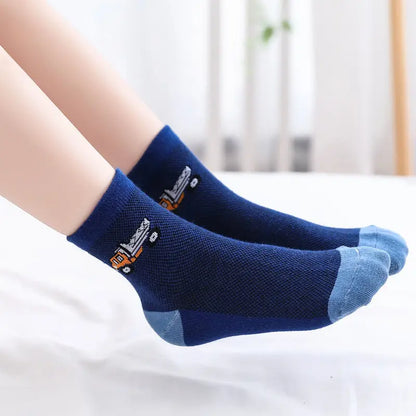 Kids Toddlers Cotton Ankle Socks Cartoon Engineering Vehicle Breathable Spring Autumn Summer Winter Short Socks for Children Boy