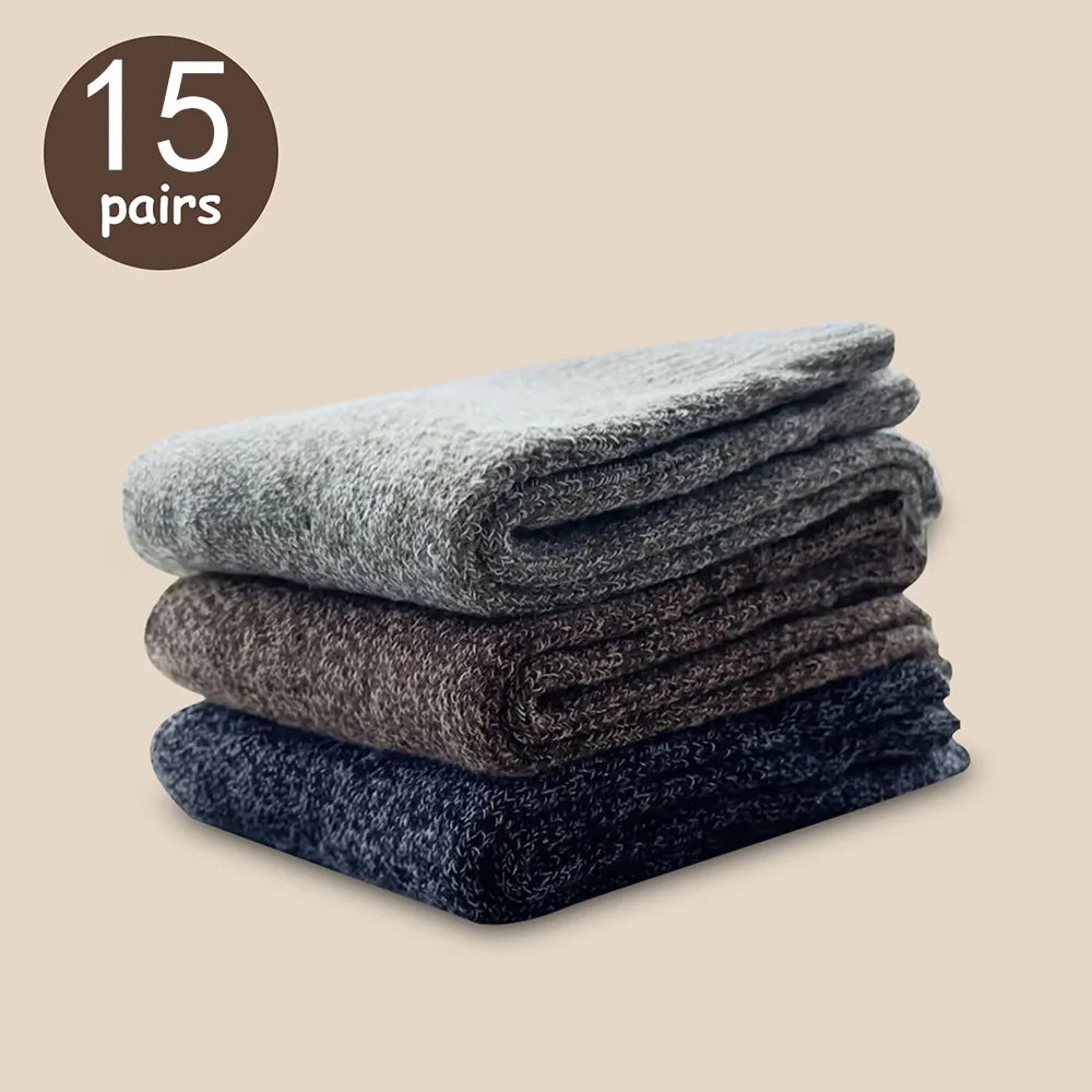 Mens Solid Color Winter Socks - Soft Comfortable Casual 3515 Pairs - ZOOMNSTORE
