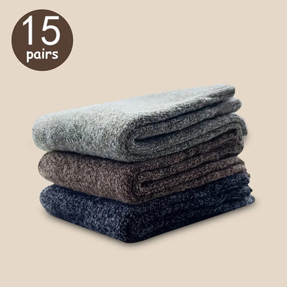 Mens Solid Color Winter Socks - Soft Comfortable Casual 3515 Pairs - ZOOMNSTORE