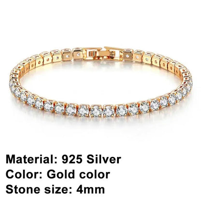 925 Sterling Silver Rose Gold Tennis Bracelet Sparkling Crystal Cubic Zirconia Hip-Hop Luxury Women's Jewelry Surprise Gift
