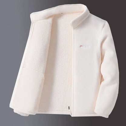 Woman Thickened Zipper Lamb Velvet Sweatshirt Casual Cardigan Embroidery Warm Stand-up Collar Loose Jacket Windproof Sweatshirt