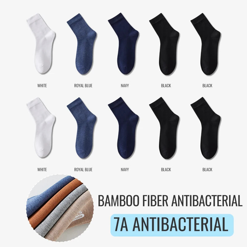 Antibacterial Bamboo Socks – Men’s Business Dress Socks, Thin Deodorant Crew, 5-Pack