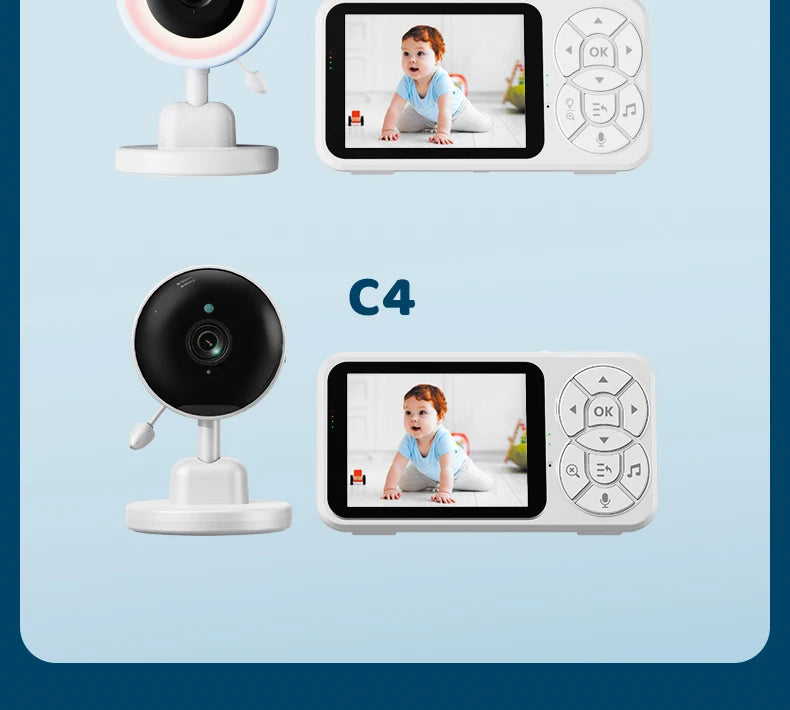 DANMINI new 3.5 "RGB night light baby monitor with night vision temperature detection voice intercom baby nanny security camera