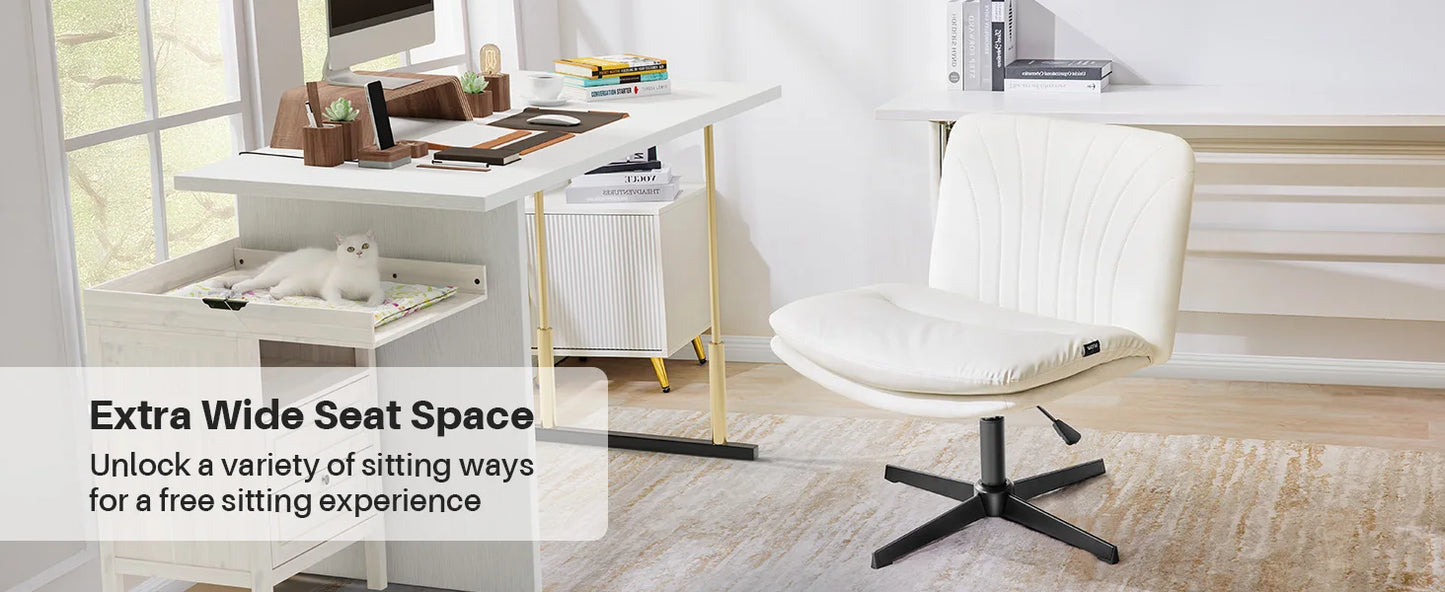 Adjustable Office Chair - Swivel Desk Chair with Double Cushion & Lumbar Support