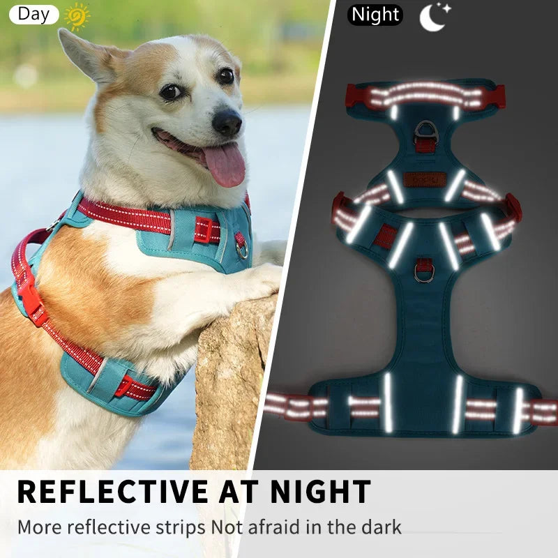 Retro pet chest strap, explosion-proof, reflective dog chest strap, anti-breaking dog leash