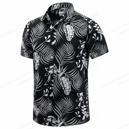 Floral Hawaiian Shirt Tropic Leaf 3d Printed Shirts Men Women Fashion Oversized Blouse Men's Vocation Lapel Beach Camisas