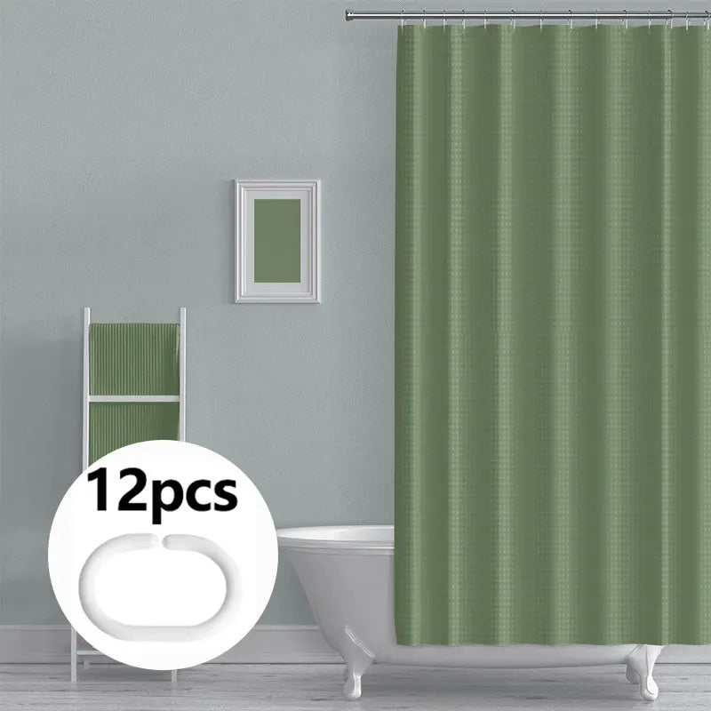 Waterproof Mildew-Proof Shower Curtain Set - Modern Plant Print with 12 Hooks - ZOOMNSTORE