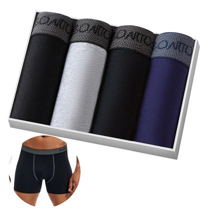 Mens Cotton Boxer Shorts - 4-Pack Underwear Set Soft and Comfortable