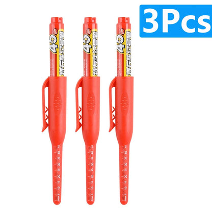 Multi-Purpose 45mm Deep Hole Marker Pens - Waterproof Long Nib Carpenter Pens for Woodworking and Bathroom Use